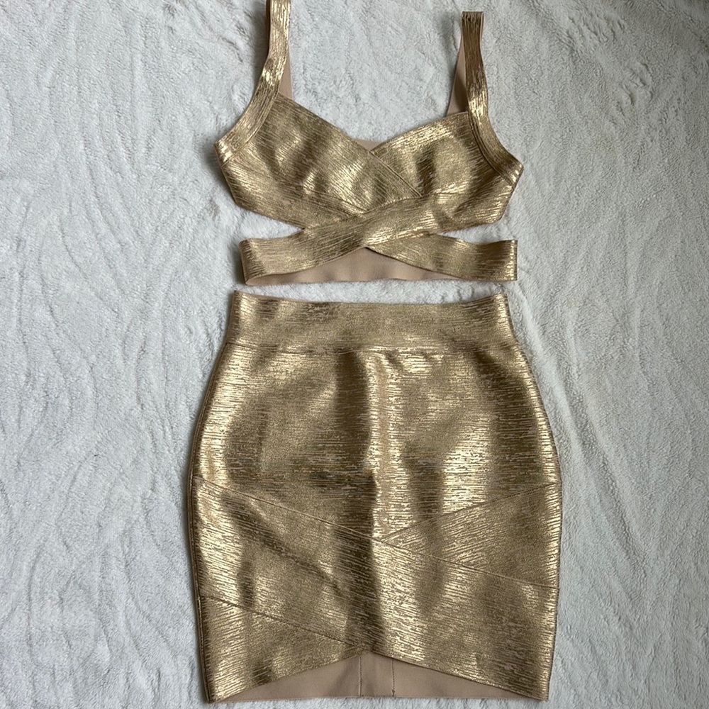Gold Women's Skirt & Top set